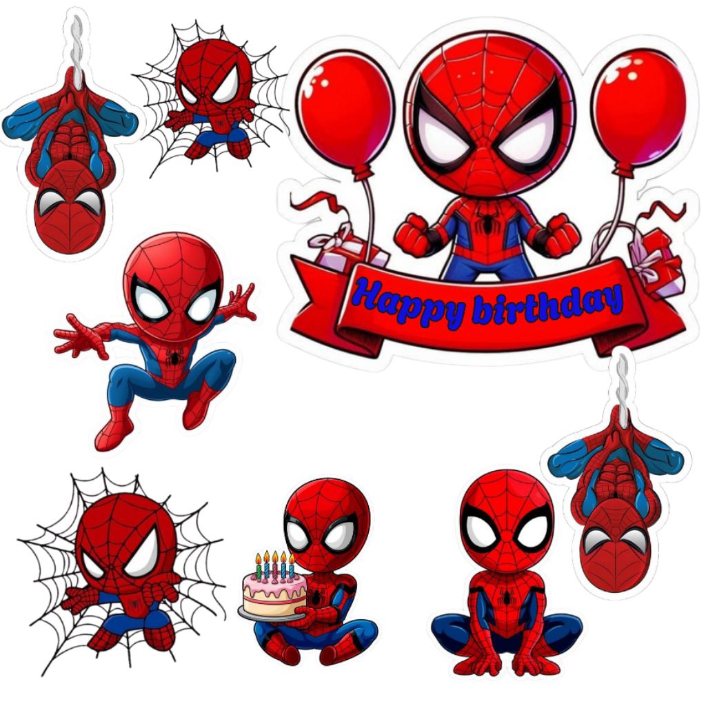 topper karakter spiderman | hiasan kue ulangtahun | snack tower | harga1set