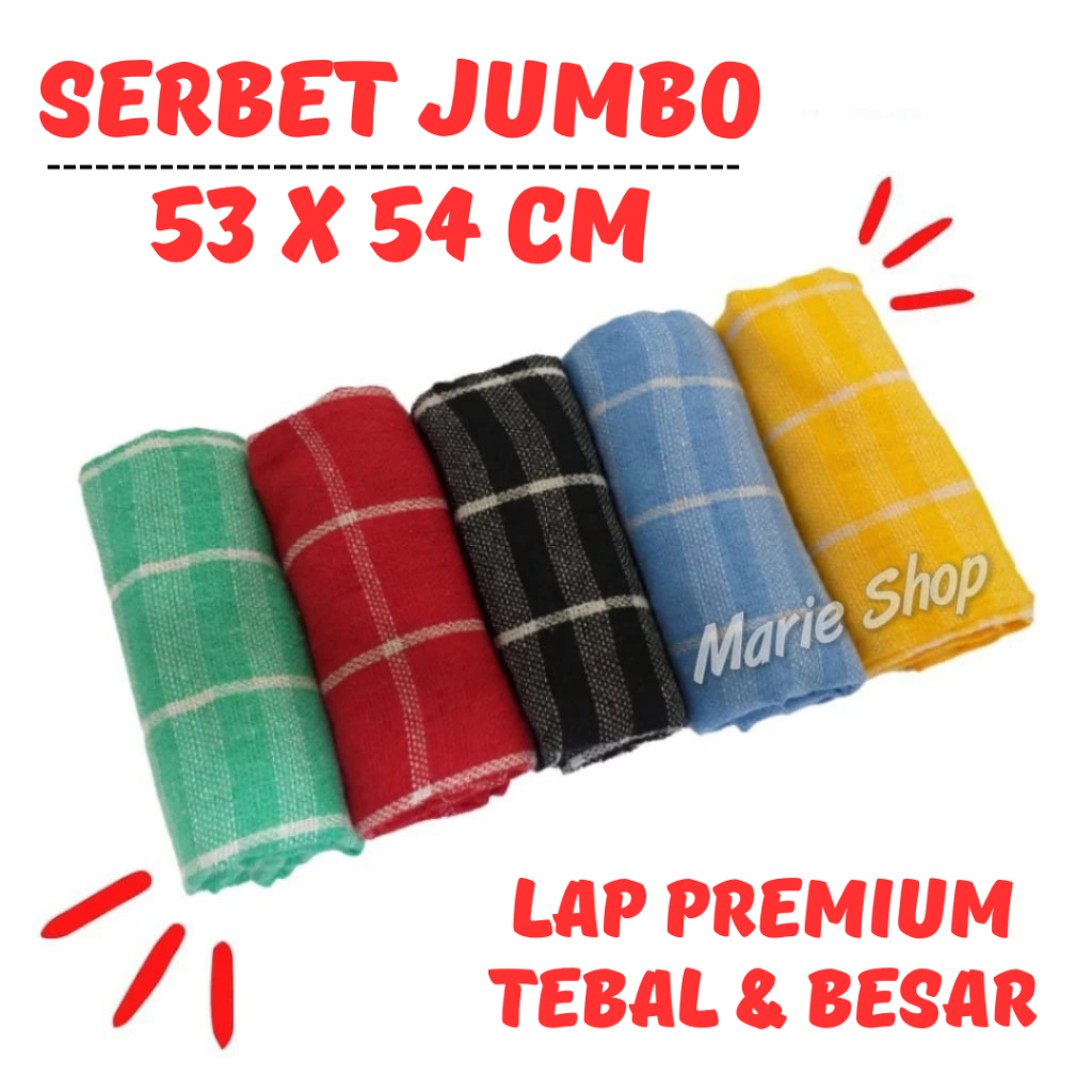 SERBET DAPUR WARNA TEBEL / LAP TEBAL, UKURAN JUMBO / SERBET WARNA KOTAK KOTAK / LAP PIRING / KAIN LA