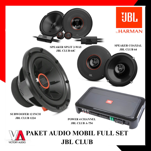 Paket Audio Mobil Full Set Sound System JBL CLUB SERIES 3 - Speaker Split 2-Way Club 64C Coaxial Clu