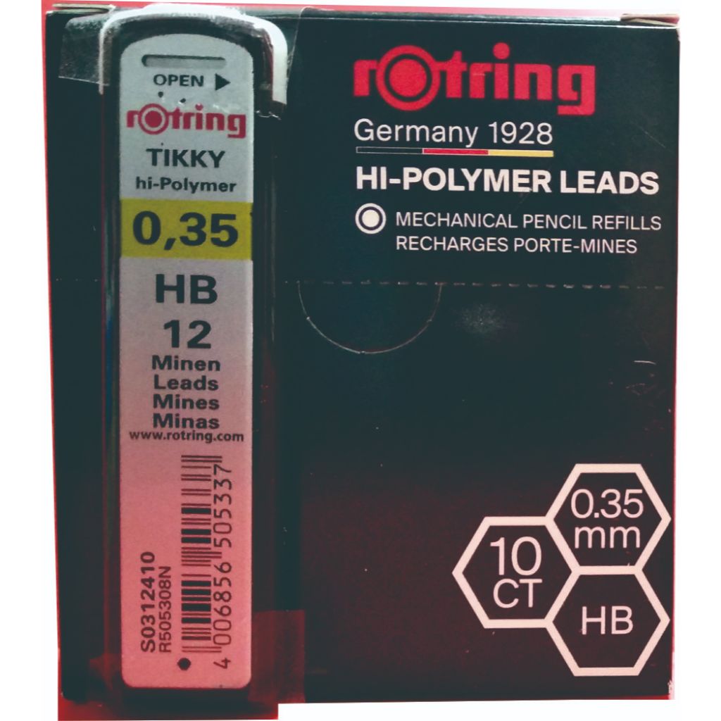 Rotring Tikky Hi- Polymer Isi Pensil rotring 0,35  HB, isi pensil Tikky mekanik 0,5 2B isi pensil is