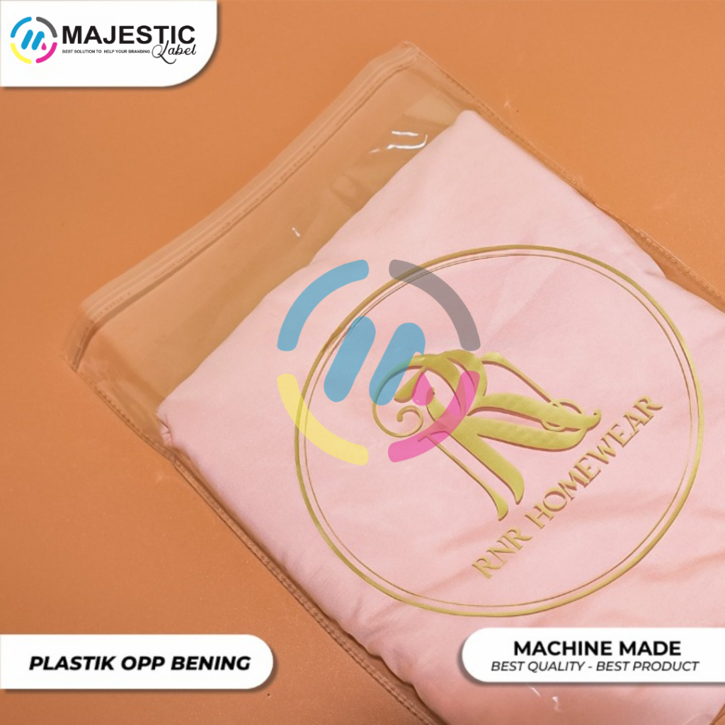 Plastik Sablon Custom Plastik Opp bening  Plastik Garment Plastik Murah Free Design majestic label o