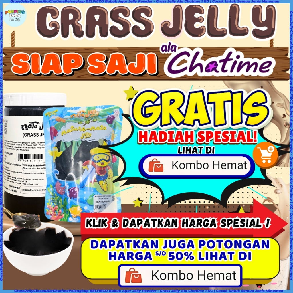 GrassJellyCincauAlaChatimePelengkap BELFIECO Bubuk Agar Jelly Powder - Grass Jelly Ala Chatime 1 KG 
