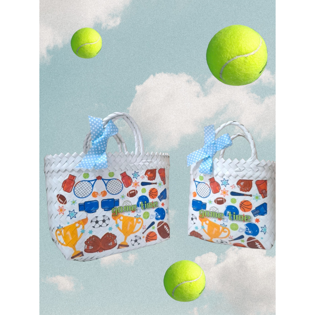 Tas ulang tahun estetik anyaman plastik decoupage motif boy