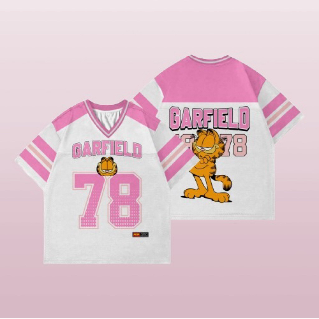JERSEY PREMIUM GARFIELD BOXY PINK FREE NICKNAME