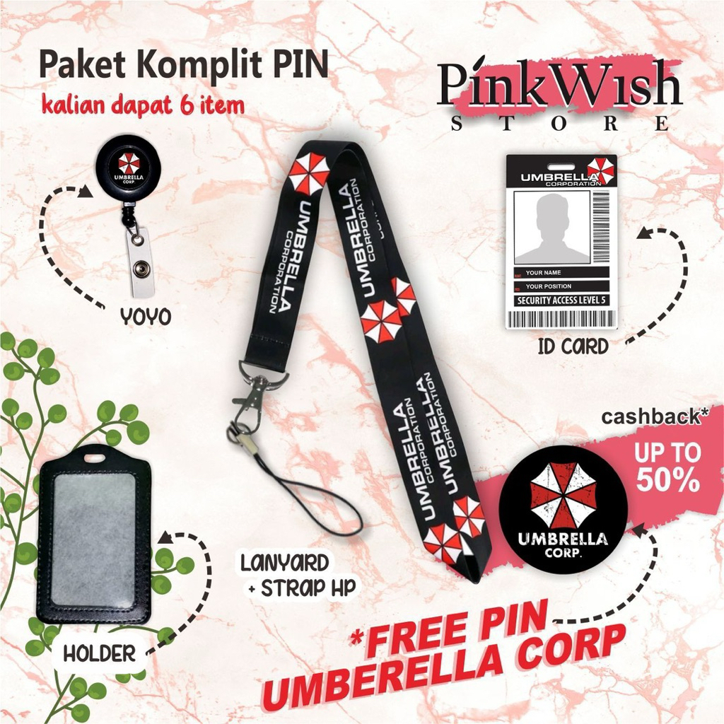 Tali lanyard UMBRELLA CORPORATION / Tali idcard UMBRELLA CORPORATION [Ready stock] Termurah