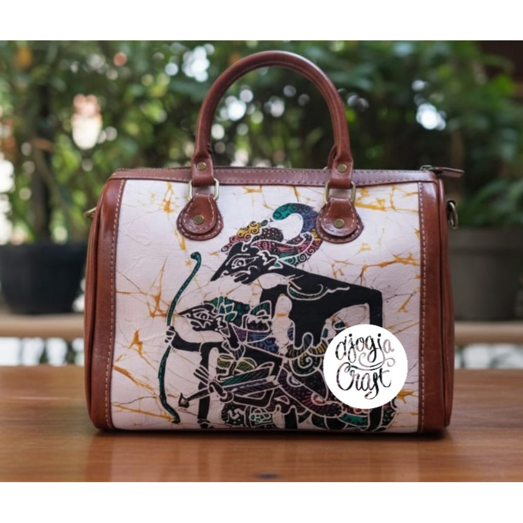 Djogja Craft Tas Kulit Speedy Kombinasi Batik Tulis Wayang