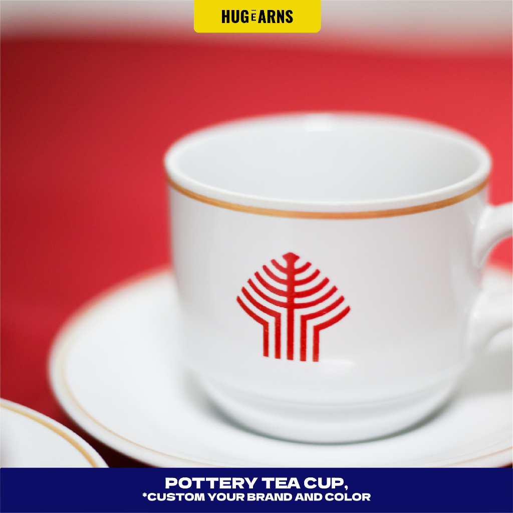 HUGeARNS - Cangkir Set Teh Kopi Custom Logo Sublimasi Tahan Lama / Sablon Mug Cetak Mug / Design Cus
