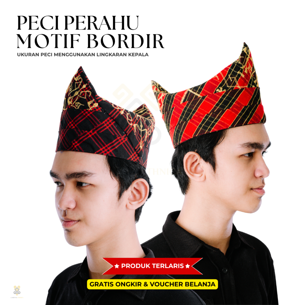 PECI PERAHU BORDIR LAMPUNG - PECI ADAT LAMPUNG - PECI KHAS LAMPUNG - SONGKOK PERAHU LAMPUNG - LAMPUN