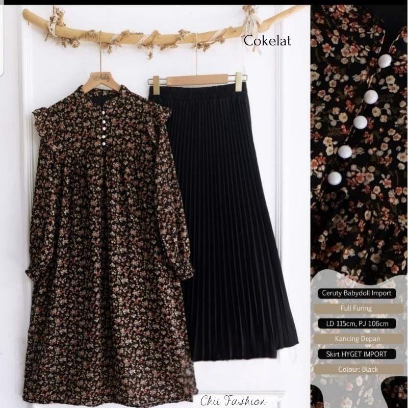 SETELAN TUNIK CERUTY BABYDOLL JUMBO//TUNIK CERUTY JUMBO//ROK JUMBO//JOVITA SET//SETELAN TUNIK PLISKE