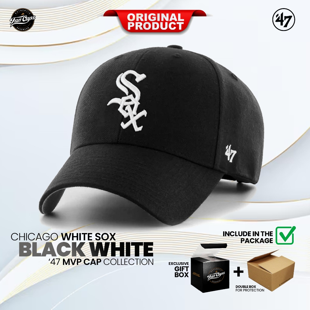 Topi 47 Original MLB Chicago White Sox MVP warna Hitam Putih | FREE GIFT BOX