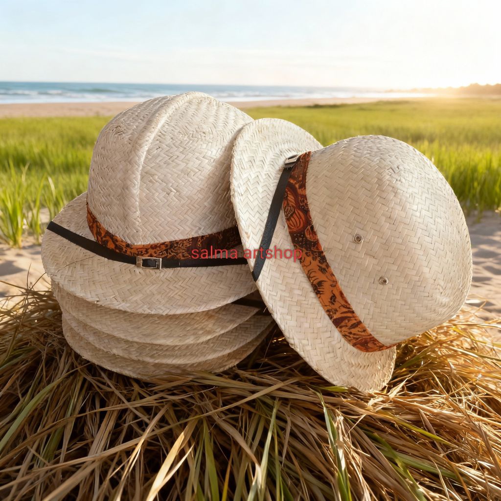 Topi demang-topi kompeni meneer belanda/topi sepedah onthel klasik anyaman pandan