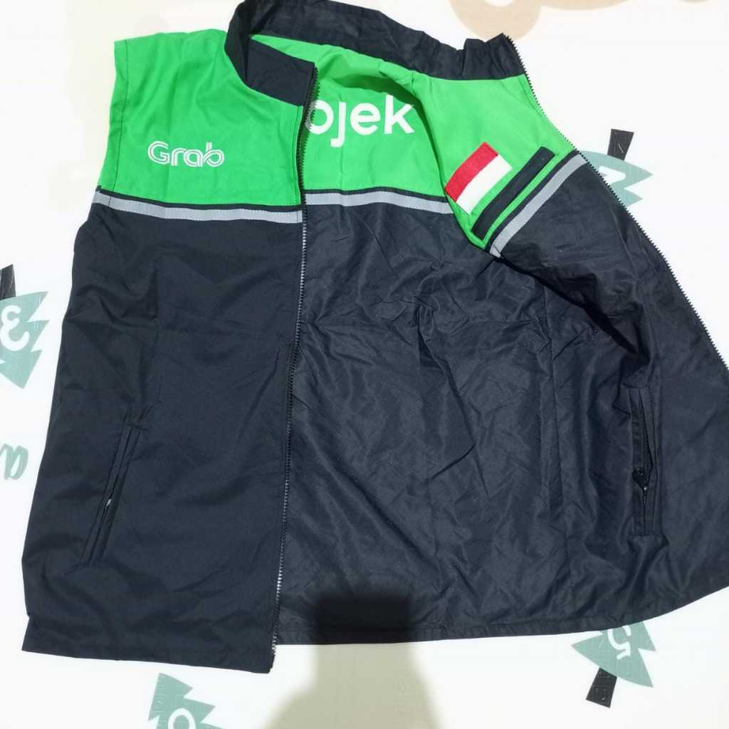 ROMPI GOJEK BOLAK BALIK GRAB SETENGAHNYA HITAM BORDIR ANTI AIR REAL PICT READY M-4XL