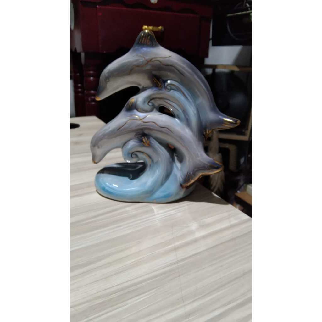 Patung Keramik Lumba Lumba Kuno Jadul Antik