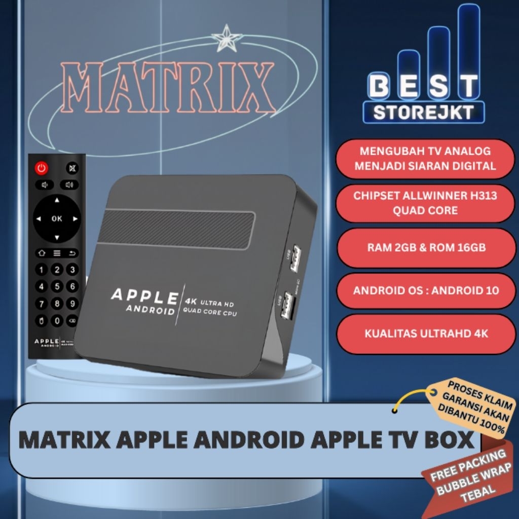 [BISA COD] MATRIX Apple Android TV Box / Android TV / APPLE ANDROID 2025 / TV BOX ANDROID
