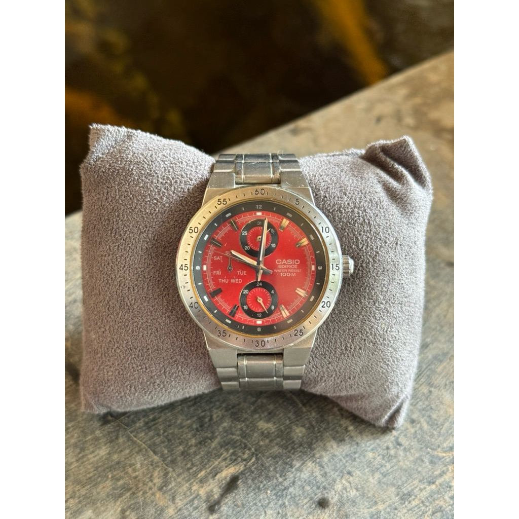 Jam Tangan CasioEdifice Red Dial Bekas Original