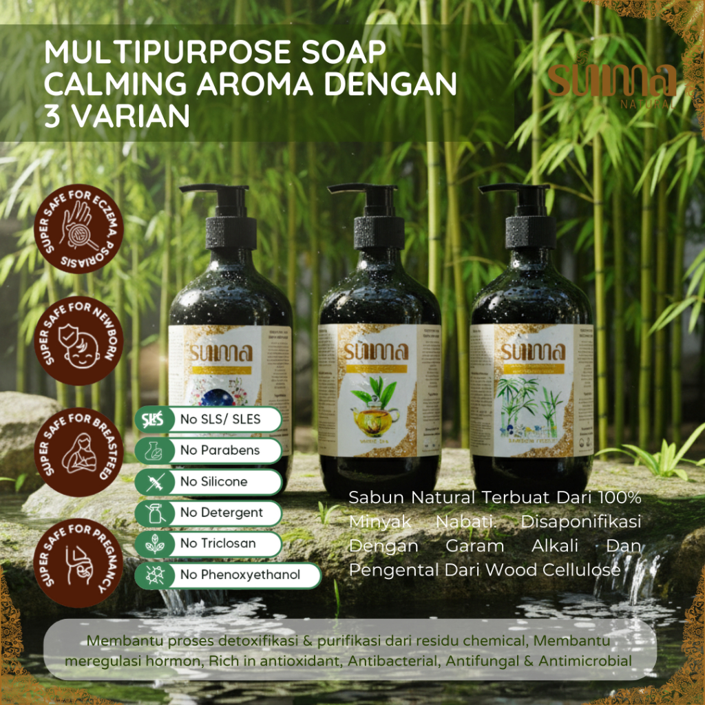 Suma Natural Multipurpose Soap - AROMA CALM | Jerawat Punggung, Eczema, Eksim, Psoriasis, Sensitif