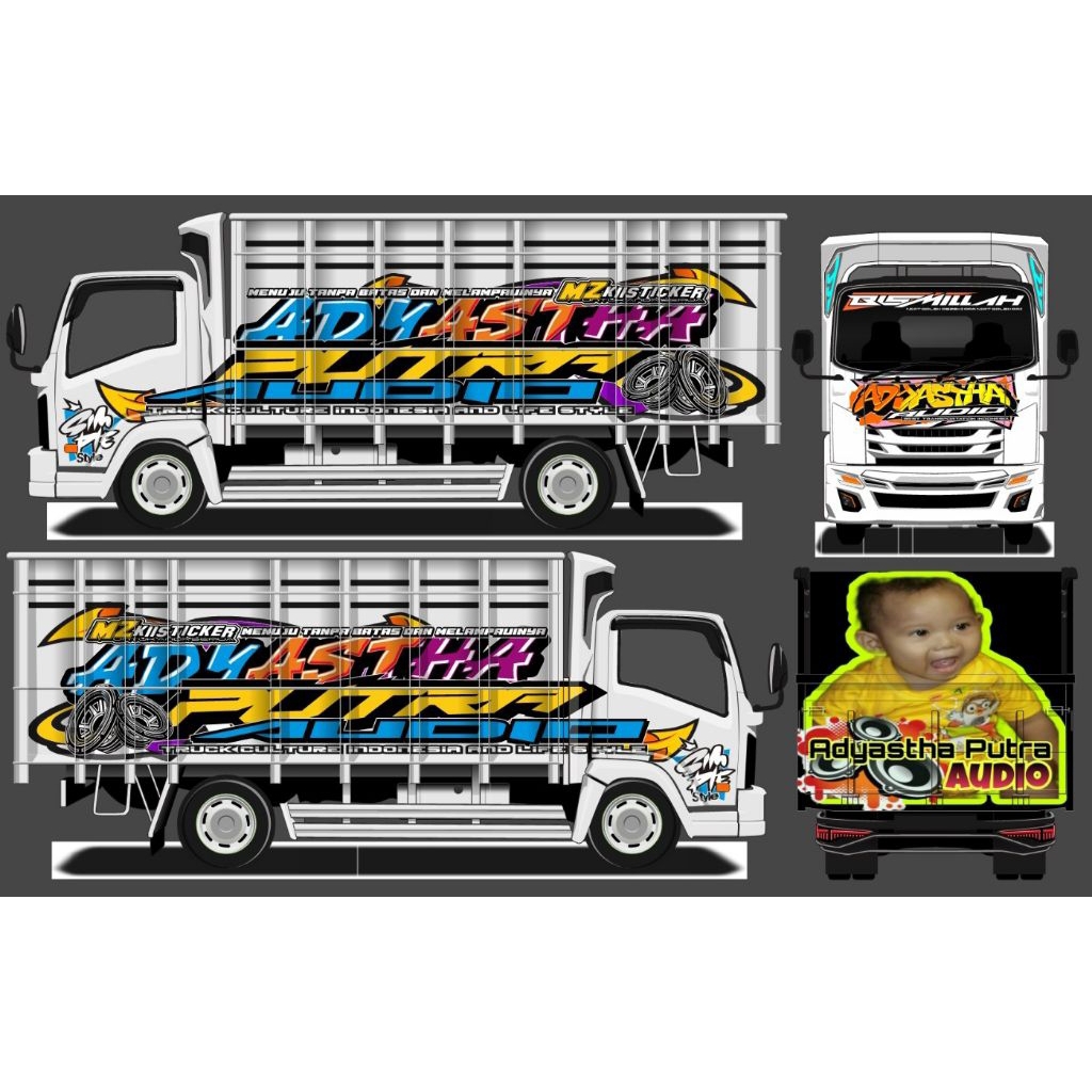 stiker miniatur truk full desain skala 10