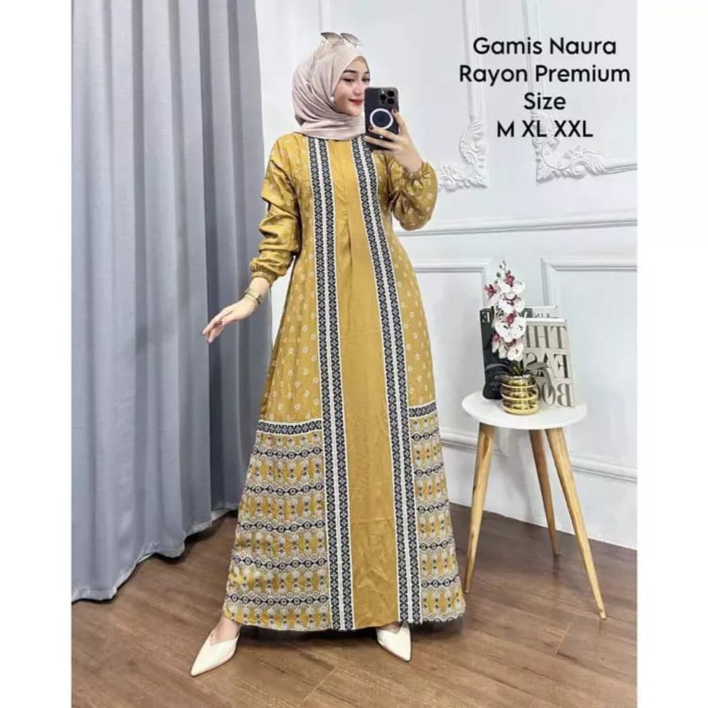 Batik Usman: Gamis Rayon Premium Kekinian Terbaru 2025  Gamis Naura Busui Jumbo Viral