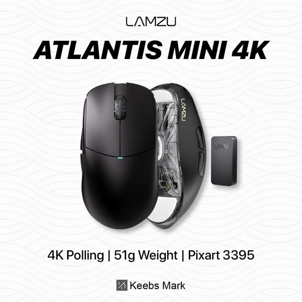 Lamzu Atlantis Mini Black 4K Wireless Superlight Gaming Mouse Included 4K Dongle