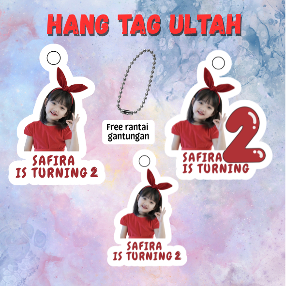 25 pcs Hang tag ulang tahun pakai foto anak/label tag ulang tahun murah/hang tag ulang tahun/tag sou