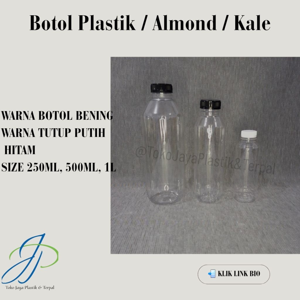 [PER DUS ISI 100PCS] BOTOL PLASTIK/BOTOL ALMOND/BOTOL KALE | BOTOL BENING| 250ML 500ML 1L