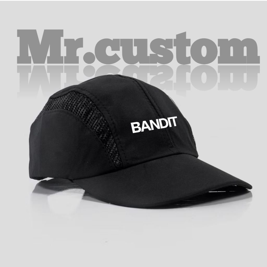 Topi Running Outdoor Bahan Taslan Parasut Bandit Logo/ Cycling Cap/ Topi Run Maraton Dewasa