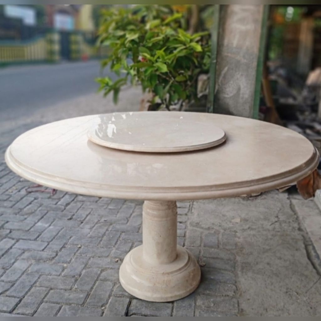Meja Makan Bulat Putar Marmer ( bisa custom )