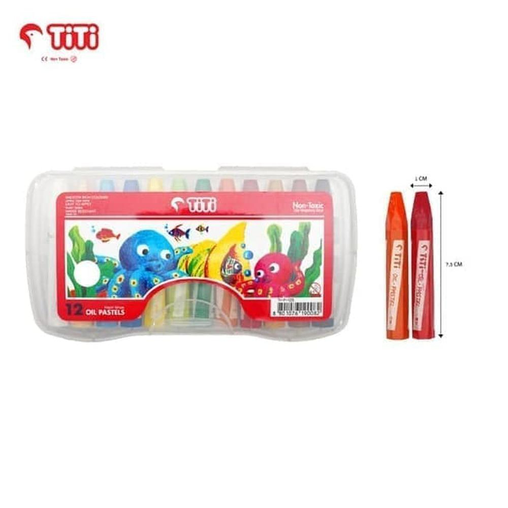 Crayon Oil Pastel TITI 12w, 18w, 24w, 36w, 48w, 55w - PerPCS (Alat lukis anak, krayon oil pastel, Kr