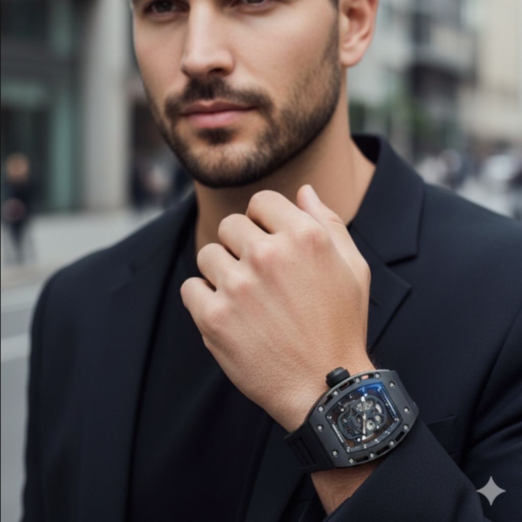 Jam Tangan Pria Sporty Skull Rm 052 Rubber Autometic Eta Premium AAA