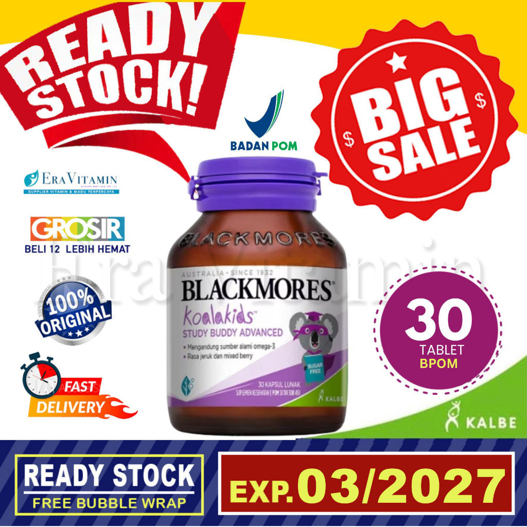 Blackmores Koala kids Study Buddy Advance isi 30 softgels - minyak ikan anak