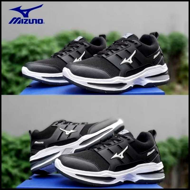 PROMO Sepatu Sneakers Mizuno Sport Pria Sepatu Hitam Putih Casual Terbaru Joging