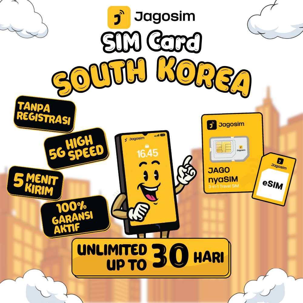 SIM Card South Korea Unlimited | SIM Card Aktif Langsung Pakai | SIM Card Korea Selatan | Jagosim Si