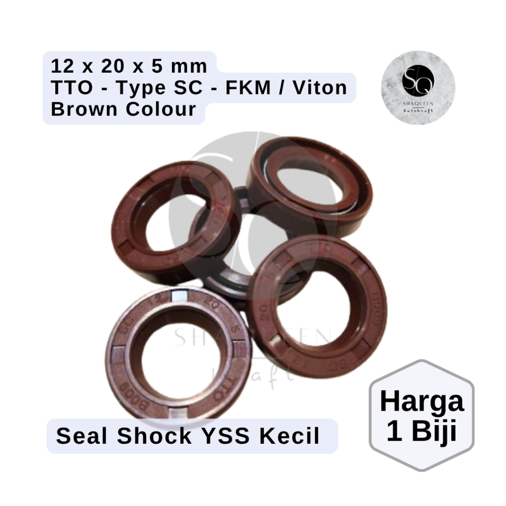 Oil Seal Type SC Shock Belakang YSS Kecil 12 20 5 mm (Sil Oli Shock Breaker Rear Absorber FKM Viton)