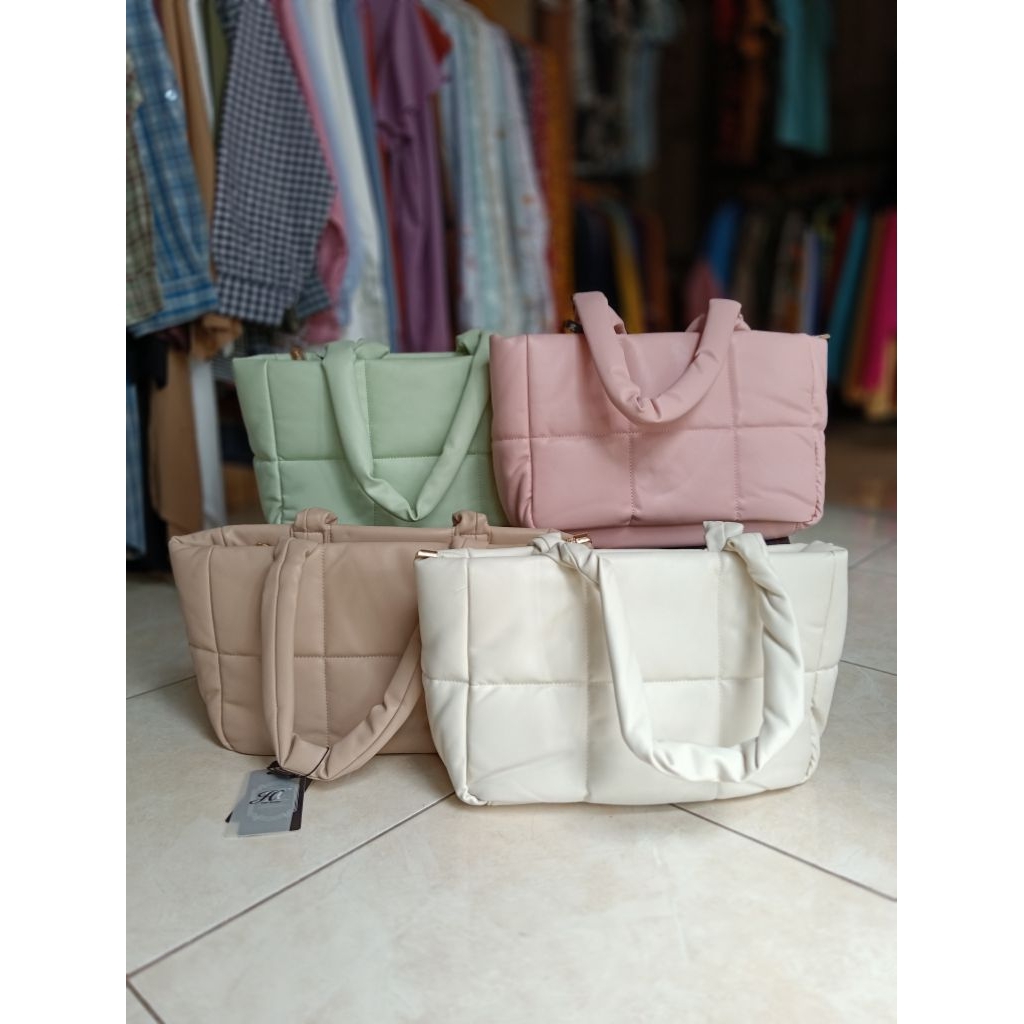 Jimshoney - MEISHA BAG Tas Bahu Wanita Polos Besar Puffy