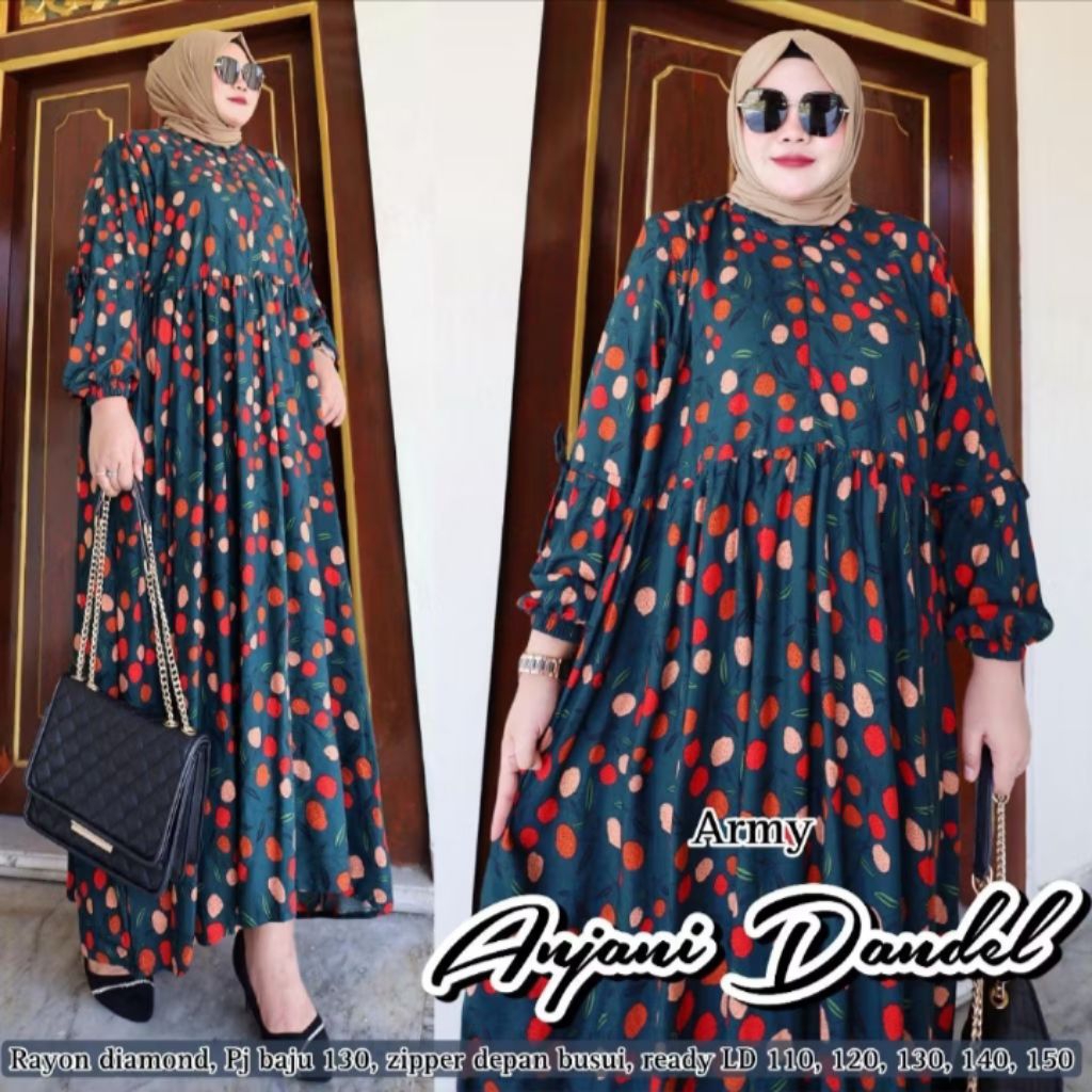Midi Dress Rayon Jumbo kode ANJANI LD 110 120 130 140 150 PB 130 Big Size XXXXXL XXXXL XXXL XXL XL M