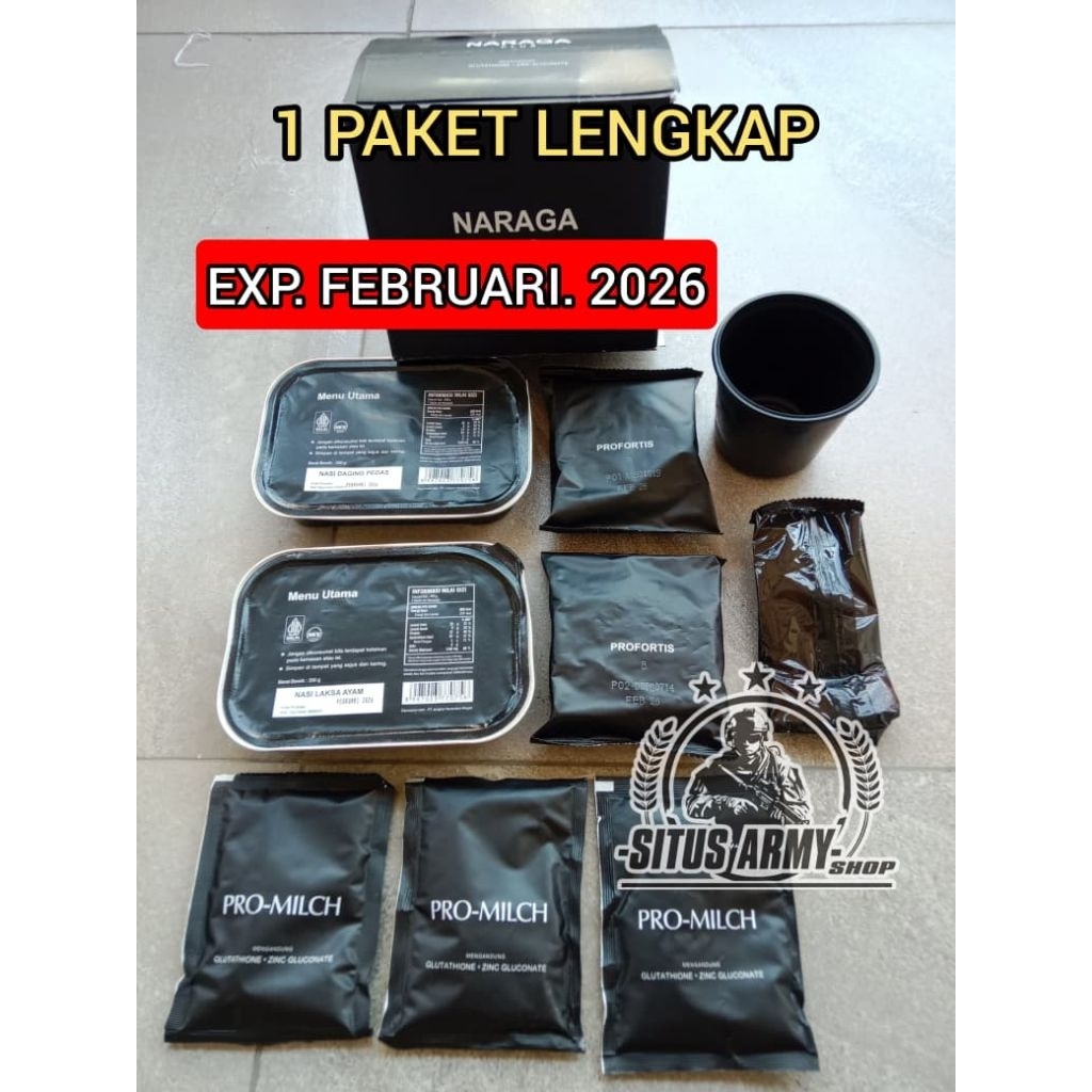 1 paket ransum tni . ransum naraga plus tni exp. februari 2026 | 1 paket ransum naraga plus | ransum