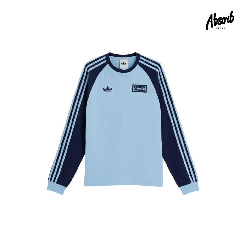 Adidas x Oasis Tour 3-Stripes Longsleeve Tee (Clear Sky/Night Indigo/Blue)