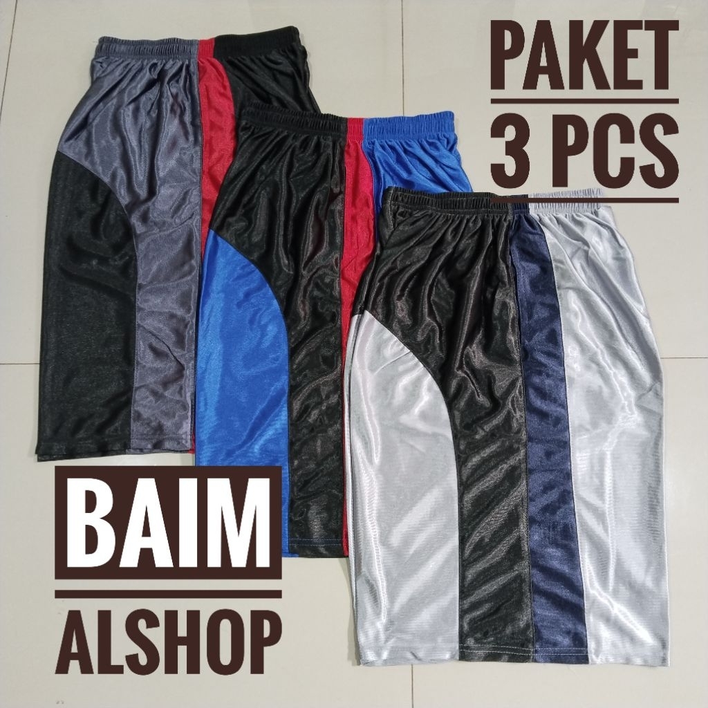 3 Pcs Celana Pendek Pria | Kolor Basket Jumbo | Cowok Dewasa Sport | Bahan Paragon