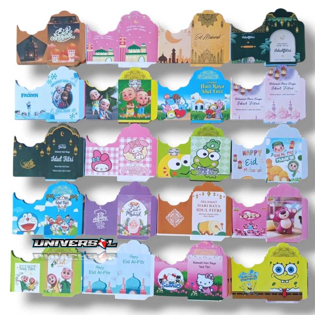 Amplop Lebaran HVS (Tidak Mengkilap) Medium KARTUN Mix MUSLIM isi -+1000lembar