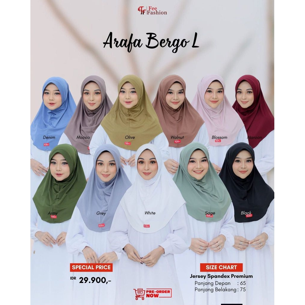 HIJAB MUSLIMAH//BERGO ARAFA FEE FASHION//