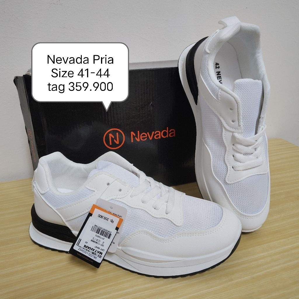SEPATU PRIA NEVADA SNEAKERS TALI ORIGINAL PUTIH