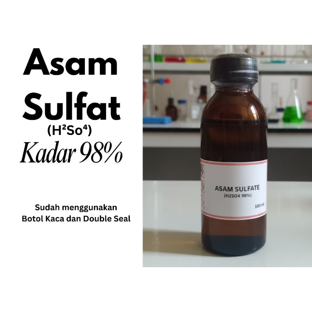Asam Sulfat 98% H2SO4 100ml Botol Kaca | Cairan Kimia Laboratorium