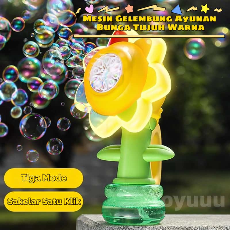 Mesin gelembung bunga matahari/Mesin Gelembung Mainan Anak/Mesin gelembung listrik bunga matahari/Me