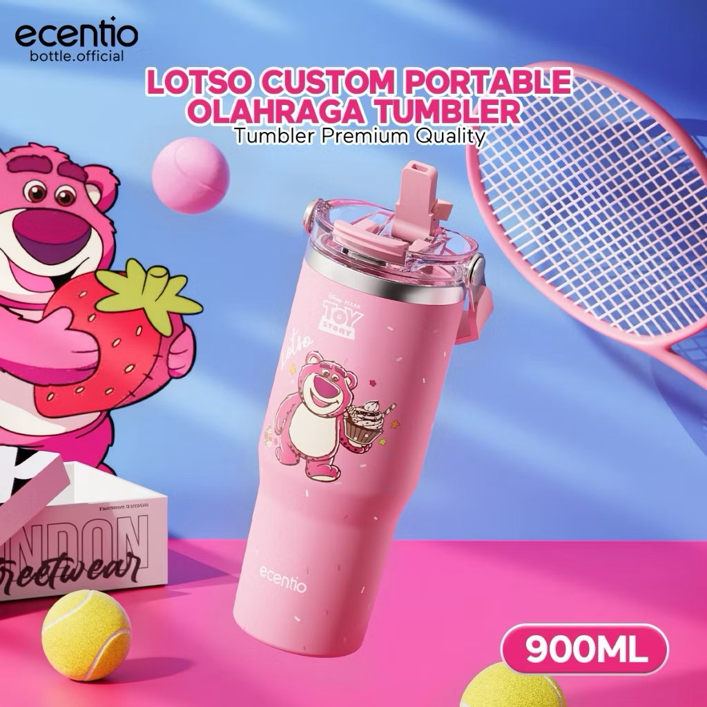 - Ecentio Toy Story Edition Lotso Custom Portable Olahraga Tumbler 900ml Vacuum Insulated Tumbler