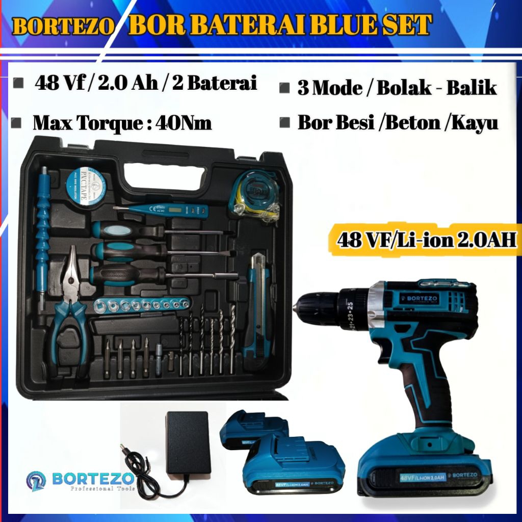 BOR Baterai Set Lengkap Bortezo Blue
