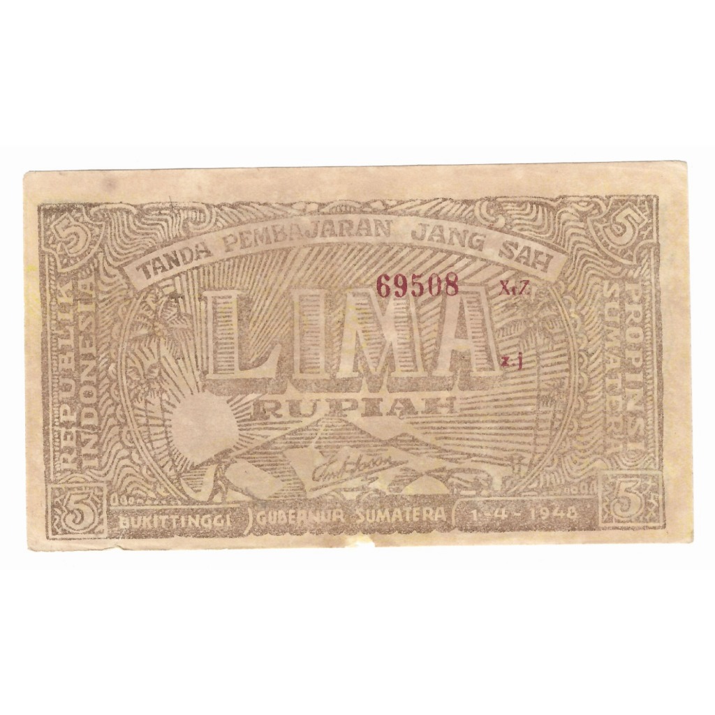 ORIDA Uang Kuno 5 Rupiah Daerah Bukit Tinggi