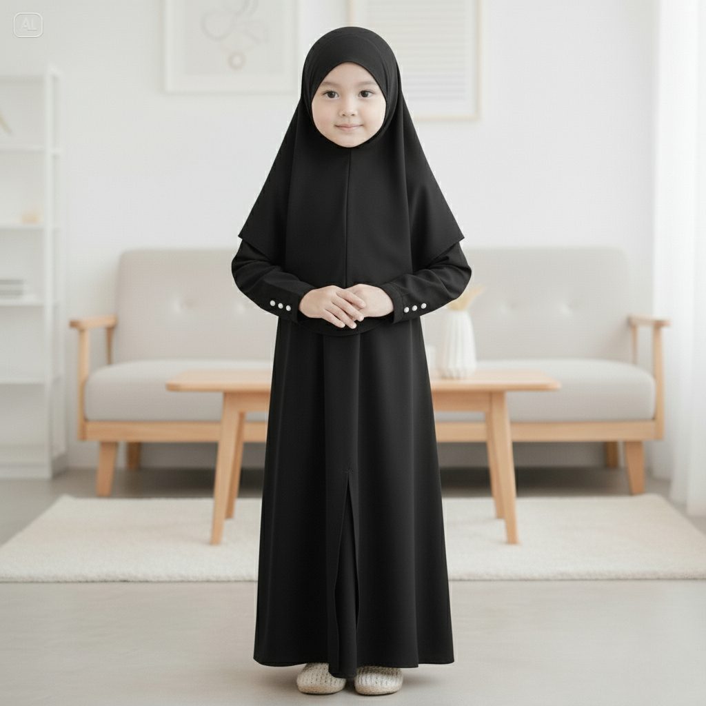 Abaya Anak perempuan Jersey Premium Usia Tanggung 1 - 12 Tahun