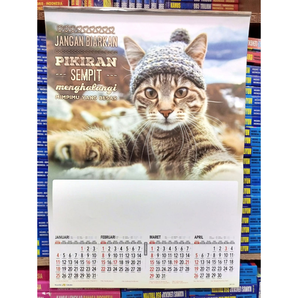KALENDER DINDING WALL KALENDER CATURWULAN TAHUN 2026 MOTIF KUCING