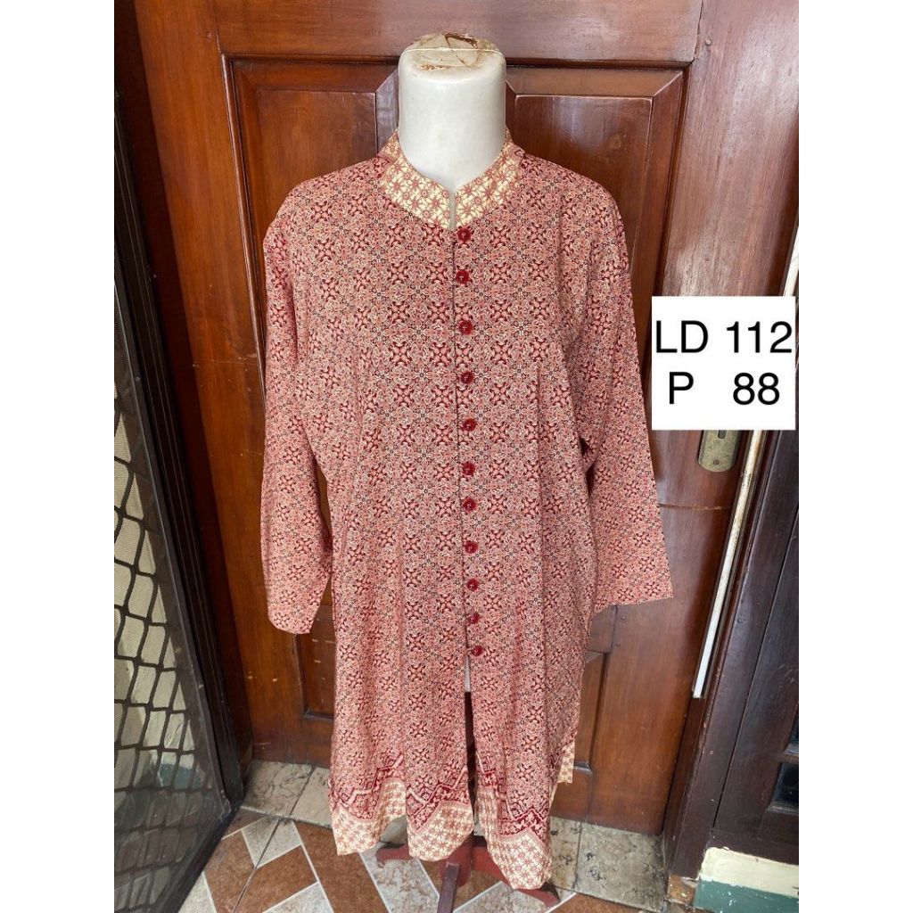 Atasan Batik Wanita Tunik Kerah Shanghai Jumbo - preloved