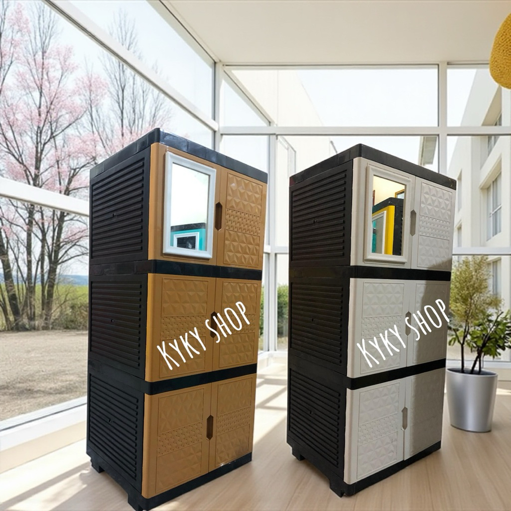 Lemari plastik jaguar kaca tanpa kunci susun 3 lemari plastik susun 3 kaca tabita